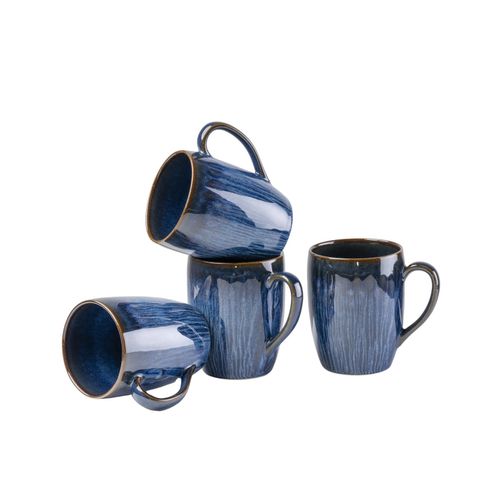 9001794932660 - Becher GIPFELSTÜCK Eisfall Trinkgefäße Gr 275 ml 4 tlg blau (blau braun schwarz) Scandi-Style Reaktivglasur jedes Stück ein Unikat 4-teilig