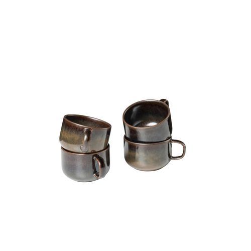 9001794894722 - Tasse GIPFELSTÜCK Glockenklang Trinkgefäße Gr 220 ml 4 tlg braun (bronze) Kaffeetasse Scandi-Style Reaktivglasur jedes Stück ein Unikat 4-teilig
