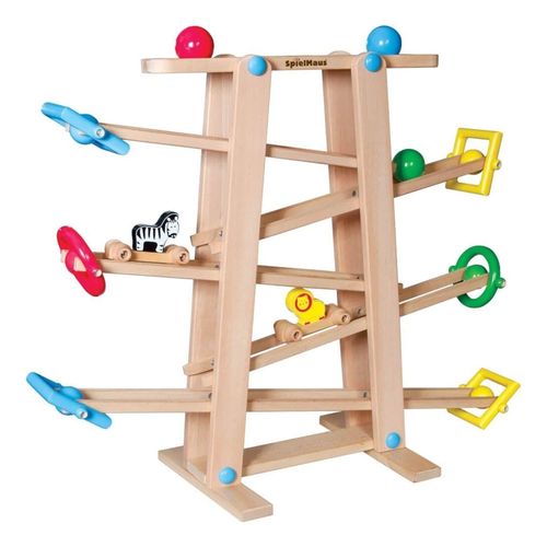 4018501079933 - SpielMaus Holz Kugelbahn mit Rollelementen 4018501079933 - SpielMaus Holz Kugelbahn mit Rollelementen