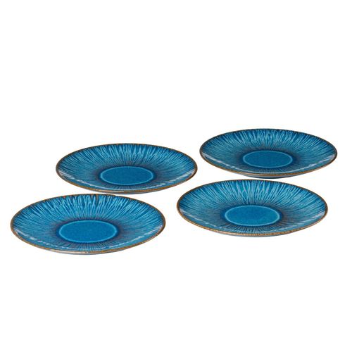 9001794894647 - Speiseteller GIPFELSTÜCK Eisfall Gr 27 cm blau Speiseteller Scandi-Style glänzende Reaktivglasur jedes Stück ein Unikat