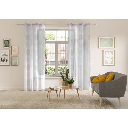 6941446601915 - Gardine MY HOME BELEM Gardinen Gr 145 cm Ösen 140 cm grau (stein) Ösen Gardine 1 Schal Transparent Voile Polyester
