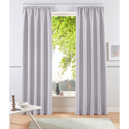 6941446626390 - Vorhang MY HOME Raja Gardinen mit Kräuselband Vorhänge Wohnzimmer Gr 1 grau (silbergrau) B140cm H145cm Polyester Recyceltes Material Gardinen 2er-Set Bestseller einfarbig modern pflegeleicht Mikrofaser Topseller