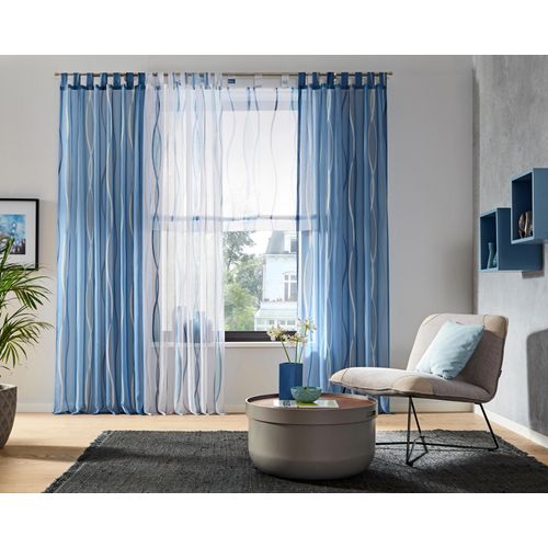 6920192975761 - Gardine MY HOME DIMONA Gr 4 weiß (weiß blau) B140cm H245cm Voile Polyester Gardinen 2-er Set Voile Polyester Wellen 6920192975761 - Gardine MY HOME DIMONA Gr 4 weiß (weiß blau) B140cm H245cm Voile Polyester Gardinen 2-er Set Voile Polyester Wellen