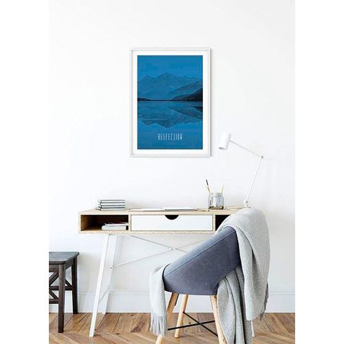 4055065154874 - KOMAR Poster Word Lake Reflection Blue Bilder Kinderzimmer Schlafzimmer Wohnzimmer Gr B H 50 cm x 70 cm Natur 1 St bunt Poster Bilder