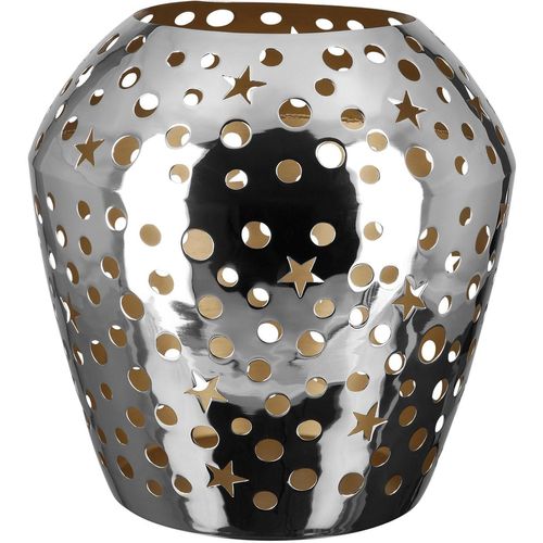 4042911461941 - Windlicht FINK SHEILA mit kreis- und sternenförmigen Cut-Outs silber (silberfarben) H36cm Ø36cm Eisen Glas Kerzenhalter silberfarben aus Eisen - vernickelt 4042911461941 - Windlicht FINK SHEILA mit kreis- und sternenförmigen Cut-Outs silber (silberfarben) H36cm Ø36cm Eisen Glas Kerzenhalter silberfarben aus Eisen - vernickelt