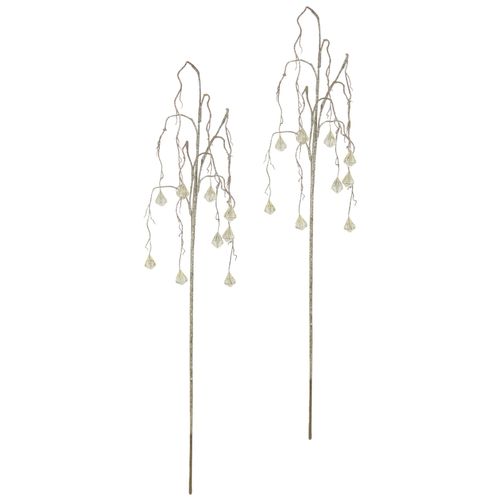 4019844818098 - Kunstzweig IGEA Dekozweig champagner B10cm H75cm L6cm Kunststoff Kunstpflanzen 2er Set 70cm Acryl Steine Blätter Adventskranz Floristik Deko Zweig