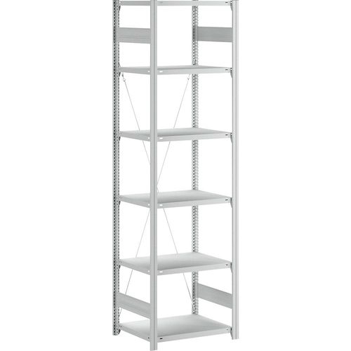 4255821502431 - eurokraft pro Lager-Steckregal RAL 7035 Bauart leicht Regalhöhe 2500 mm einseitig Bodentiefe 600 mm Grundregal