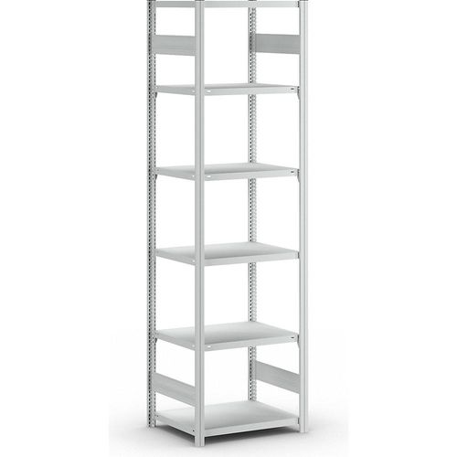 4255821502400 - eurokraft pro Lager-Steckregal RAL 7035 Bauart leicht Regalhöhe 2500 mm doppelseitig Bodentiefe 600 mm Grundregal