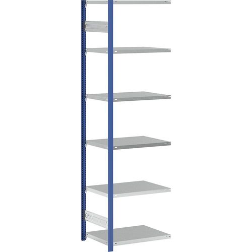 4255821500802 - eurokraft pro Lager-Steckregal RAL 5010 Bauart leicht Regalhöhe 2500 mm B 750 mm Bodentiefe 600 mm Anbauregal