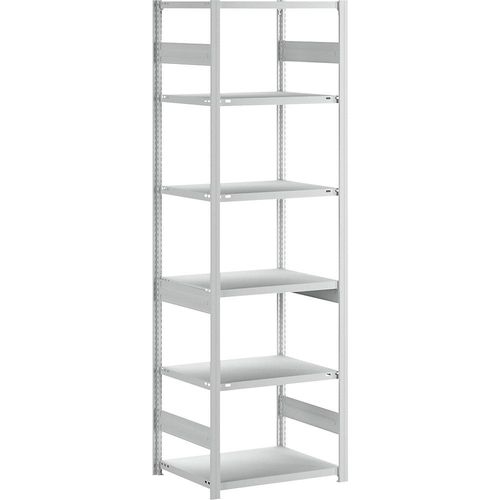 4255821502417 - eurokraft pro Lager-Steckregal RAL 7035 Bauart mittelschwer Regalhöhe 2500 mm doppelseitig Bodentiefe 600 mm Grundregal 4255821502417 - eurokraft pro Lager-Steckregal RAL 7035 Bauart mittelschwer Regalhöhe 2500 mm doppelseitig Bodentiefe 600 mm Grundregal