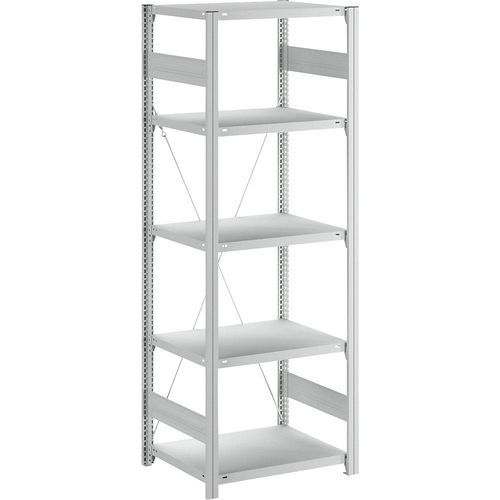 4255821502134 - eurokraft pro Lager-Steckregal RAL 7035 Bauart leicht Regalhöhe 2000 mm einseitig Bodentiefe 600 mm Grundregal