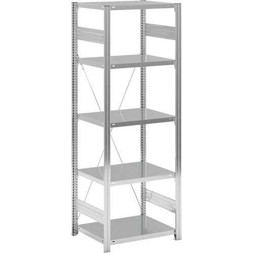 4255821503940 - eurokraft pro Lager-Steckregal verzinkt Bauart mittelschwer Regalhöhe 2000 mm einseitig Bodentiefe 600 mm Grundregal