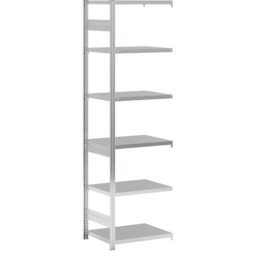 4255821503315 - eurokraft pro Lager-Steckregal verzinkt Bauart mittelschwer Regalhöhe 2500 mm doppelseitig Bodentiefe 600 mm Anbauregal