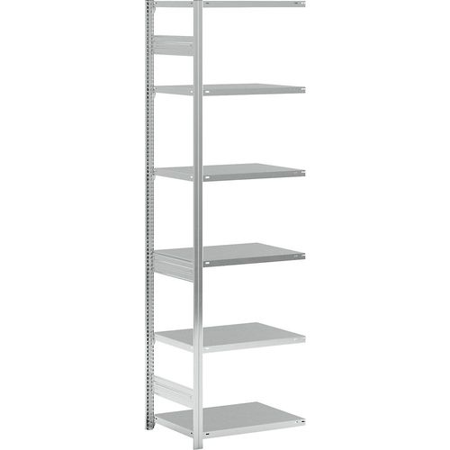 4255821503346 - eurokraft pro Lager-Steckregal verzinkt Bauart mittelschwer Regalhöhe 2500 mm einseitig Bodentiefe 600 mm Anbauregal