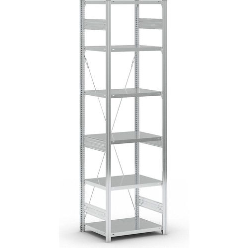 4255821504244 - eurokraft pro Lager-Steckregal verzinkt Bauart mittelschwer Regalhöhe 2500 mm einseitig Bodentiefe 600 mm Grundregal