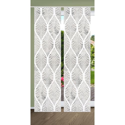 4056751443845 - Schiebegardine HOME IN GREEN VIDARO Gr 1 grau B60cm H245cm Polyester Gardinen SET DIGITALDRUCKBAMBUSOPTIK RECYCELT