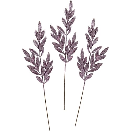 4019844760496 - Winterliche Kunstpflanze IGEA Kunstzweig künstlicher Weihnachtszweig lila (mauve) B20cm H78cm T2cm Kunststoff Kunstpflanzen mit Glitzer und Dekosteinen 3er Set Weihnachtsdeko