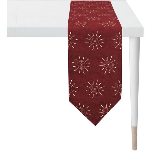 4003440281424 - Tischband APELT 6302 CHRISTMAS GLAM Weihnachtsdeko Weihnachten bunt (rot goldfarben) B21cm L175cm Polyacryl Polyester Viskose Tischdecken Lurex-Jacquardgewebe