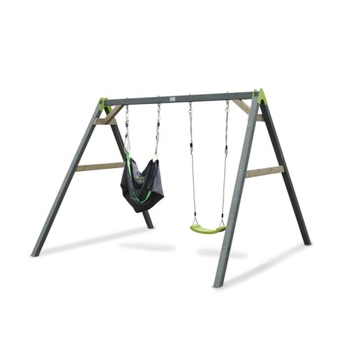 8718469465828 - Aksent Doppelschaukel + Swingbag Schwarz Grün 8718469465828 - Aksent Doppelschaukel + Swingbag Schwarz Grün