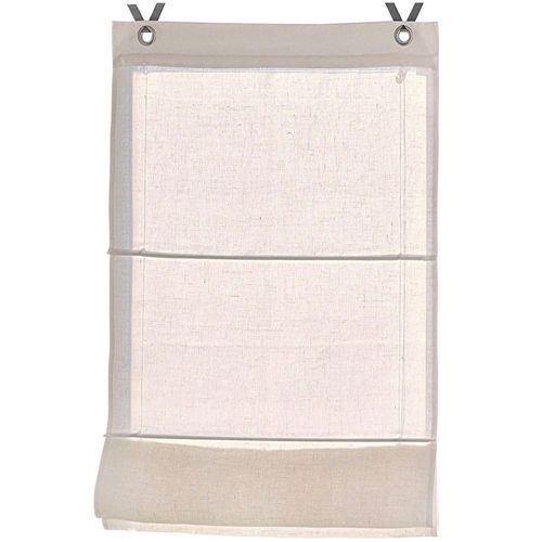 4016478993412 - Raffrollo KUTTI Metis Gr 1 beige (creme) B45cm H140cm Obermaterial 100% Leinen Raffrollos einfarbig blickdicht 100% Leinen mit Edelstahlhaken pflegeleicht