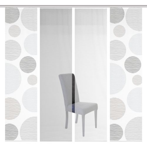 4056751297639 - Schiebegardine VISION S 4ER SET BORDEN Gr 1 grau Gardinen 260cm Paneelwagen 60cm Polyester HxB 260x60 Schiebevorhang 4er Set Digitaldruck B60cm H260cm