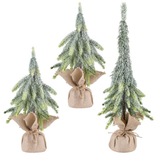 4064118284703 - Winterliche Kunstpflanze CREATIV GREEN Fichtenbäumchen grün H53cm Kunststoff Kunstpflanzen mit Jutesack