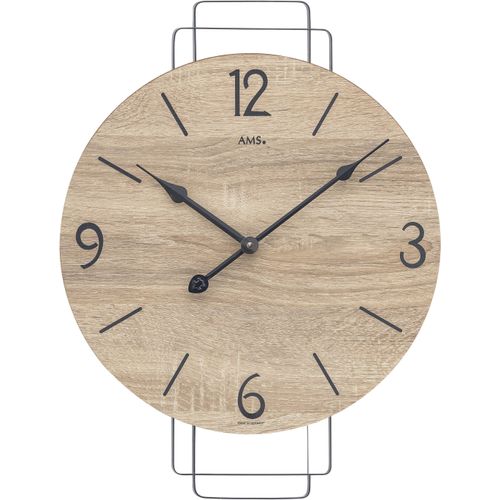 4037445161030 - Wanduhr AMS braun (schwarz braun) Wanduhren B H L 35cm x 5cm x 48cm Made in GermanyWohnzimmerEsszimmerKücheArbeitszimmerBüroFlur