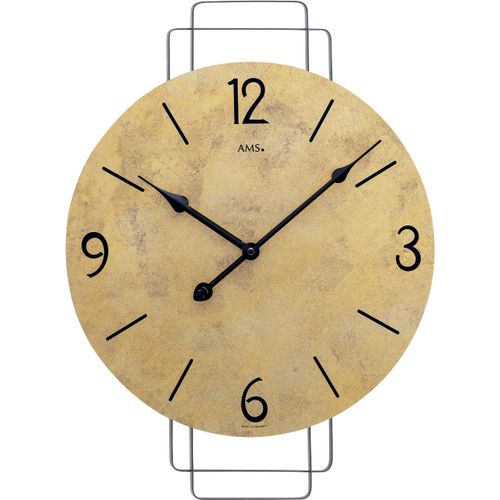 4037445161054 - Wanduhr AMS bunt (schwarz altgoldfarben) Wanduhren B H L 35cm x 5cm x 48cm Made in GermanyWohnzimmerEsszimmerKücheArbeitszimmerBüroFlur