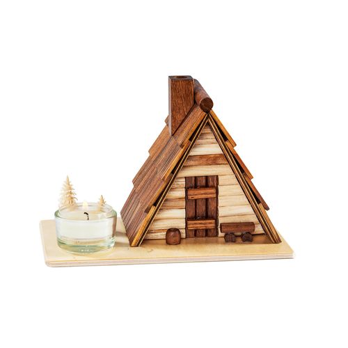 4260332219334 - Räuchermännchen SAICO ORIGINAL Räucherhaus Schutzhütte für ein Teelicht natur H12cm L18cm T11cm Holz Räucherdeko BxHxT 18x12x11cm