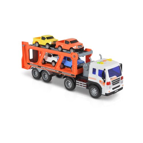 3800146223809 - Spielzeug Autotransporter WY572A Soundfunktion 116 Ladefläche 4 Autos orange