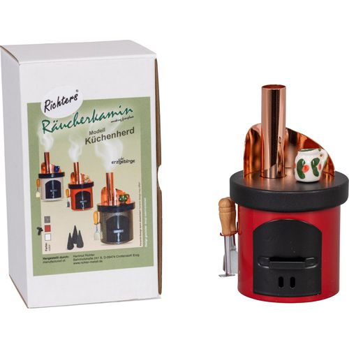 4260649063248 - Räuchermännchen SAICO ORIGINAL Räucherofen Küchenherd aus Metall rot H75cm L13cm T75cm Holz Räucherdeko BxHxT 75x13x75 cm