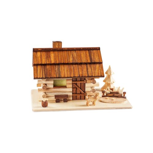 4260332219341 - Räuchermännchen SAICO ORIGINAL Räucherhaus Garten-Blockhaus natur H105cm L18cm T13cm Holz Räucherdeko BxHxT 18x105x13cm