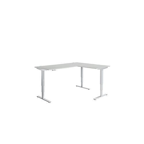 4251898809275 - Genius Winkelschreibtisch AERO FLEX elektr höhenverstellbar 90° Winkel wechselseitig B 2000 mm lichtgrau weißalu + Memorypanel