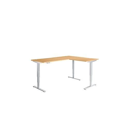 4251898809282 - Genius Winkelschreibtisch AERO FLEX elektr höhenverstellbar 90° Winkel wechselseitig B 2000 mm Buche weißalu + Memorypanel