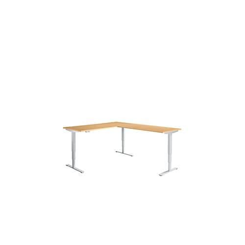 4251898809381 - Genius Winkelschreibtisch AERO FLEX elektr höhenverstellbar 90° Winkel wechselseitig B 2000 mm Buche weißalu + Memorypanel