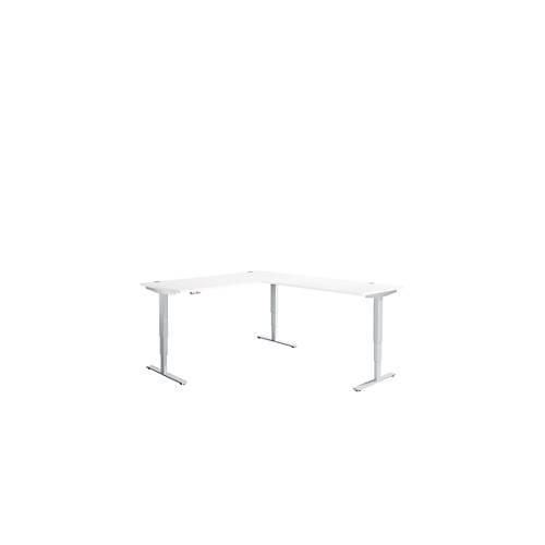 4251898809411 - Genius Winkelschreibtisch AERO FLEX elektr höhenverstellbar 90° Winkel wechselseitig B 2000 mm weiß weißalu + Memorypanel