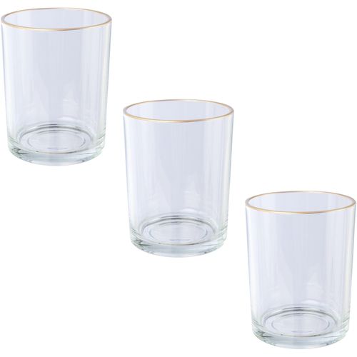 4064118994596 - Teelichthalter CREATIV DECO Weihnachtsdeko Kerzenhalter Gr H 1250 cm farblos (transparent) Windlichter Laternen mit zartem goldfarbenen Rand