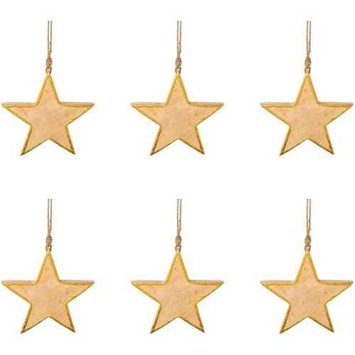 4064118112150 - Dekostern CREATIV DECO Dekosterne Gr B H T 1500 cm x 1500 cm x 200 cm goldfarben Weihnachtssterne aus Holz Hängedekoration 6er Set Ø ca 15 cm