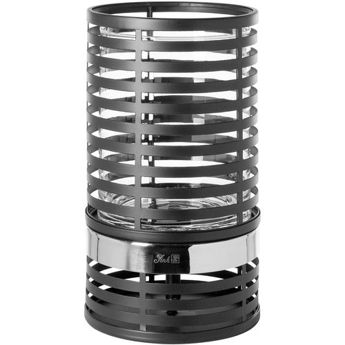 4042911463044 - Windlicht FINK MATERA Kerzenhalter Gr H 30 cm silberfarben (schwarz silberfarben) Windlichter Laternen Windlichtsäule aus Eisen mit Glaszylinder Höhe ca 30 cm