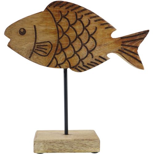4056422137479 - Dekofigur AM DESIGN Fisch aus Mangoholz und Metall braun B5cm H15cm T15cm Holzwerkstoff Metall Dekofiguren Osterdekoration in drei Größen