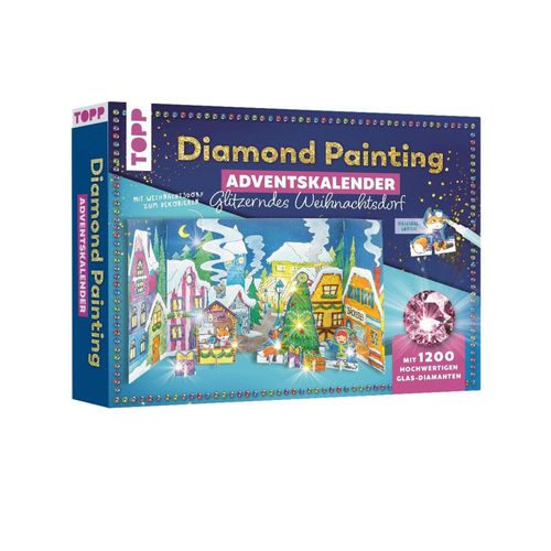 4007742186371 - Hecher Mimi Diamond Painting Adventskalender Glitzerndes Weihnachtsdorf Mit Material und Werkzeug für 24 Aufsteller