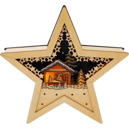 4255663198953 - Dekostern beige (natur) B29cm H28cm T6cm MYFLAIR MÖBEL & ACCESSOIRES Dekosterne LED-Beleuchtung batteriebetrieben