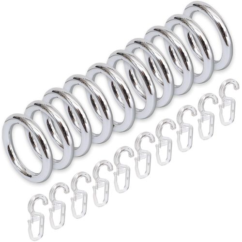 4016318002595 - Gardinenring Liedeco Gardinenstangen (Packung 10-St mit Faltenlegehaken) für Gardinenstangen Ø 28 mm silberfarben