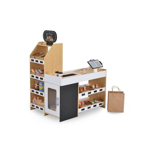 3801005602063 - Spielkaufladen W10A214 Holz Kasse Lebensmittel Geld Regale Einkaufstaschen weiß 3801005602063 - Spielkaufladen W10A214 Holz Kasse Lebensmittel Geld Regale Einkaufstaschen weiß