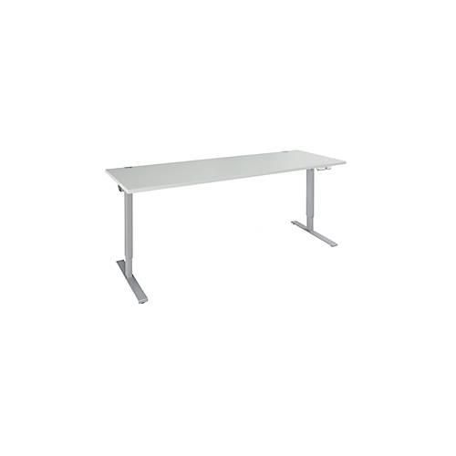 4251898809121 - Genius Schreibtisch AERO FLEX elektrisch höhenverstellbar Rechteck C-Fuß B 2000 mm lichtgrau weißalu