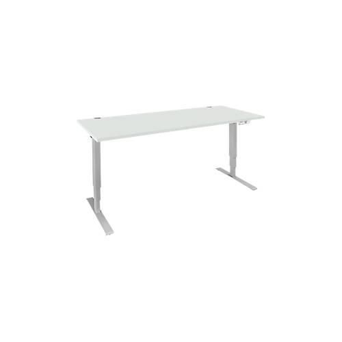 4251898809022 - Genius Schreibtisch AERO FLEX elektrisch höhenverstellbar Rechteck C-Fuß B 1600 mm lichtgrau weißalu
