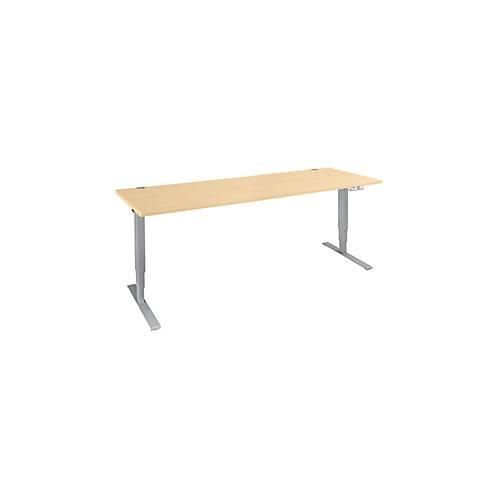 4251898809145 - Genius Schreibtisch AERO FLEX elektrisch höhenverstellbar Rechteck C-Fuß B 2000 x T 800 x H 620-1280 mm Ahorn weißalu