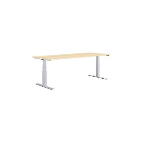 4250510935521 - Genius Schreibtisch MODENA FLEX elektrisch höhenverstellbar Rechteck T-Fuß B 1800 x T 800 mm Ahorn weißalu