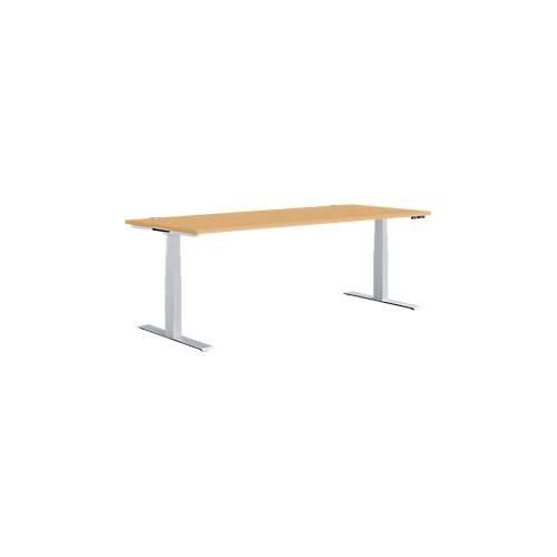 4250510935514 - Genius Schreibtisch MODENA FLEX elektrisch höhenverstellbar Rechteck T-Fuß B 1800 x T 800 mm Buche weißalu