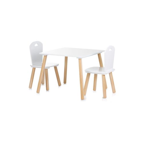 3800931062200 - Kinder Tischset Holztisch 2 Holzstühle Kindersitzgruppe 3-teilig weiß